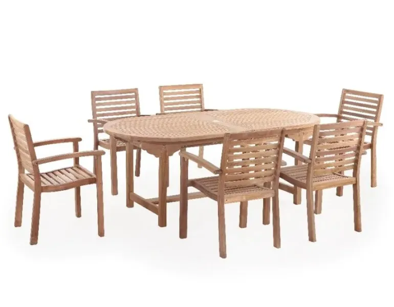 Alba Pala Havemøbelsæt 100x200/250/300 - Kerneteak