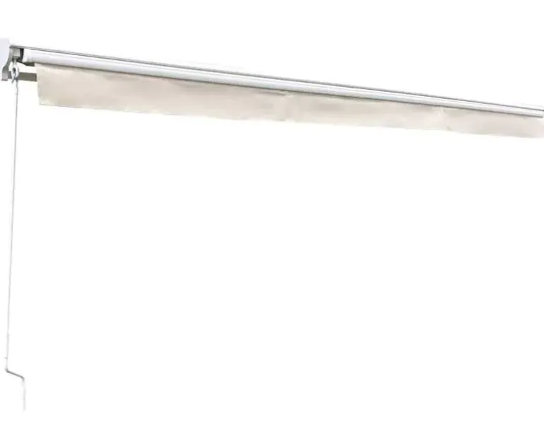 Ask markise – semikassette manuel – 4,8 x 3 meter – Hvid/Beige