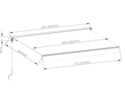 Ask markise – semikassette manuel – 4,8 x 3 meter – Hvid/Beige