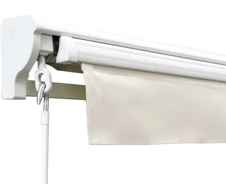Ask markise – semikassette manuel – 4,8 x 3 meter – Hvid/Beige