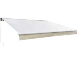 Ask markise – semikassette manuel – 3,5 x 3 meter – Hvid/Beige