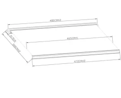 Bøg markise – fuldkassette med motor og LED – 4,8 x 3 meter – Hvid/Beige