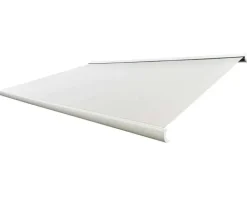 Bøg markise – fuldkassette med motor og LED – 4,8 x 3 meter – Hvid/Beige