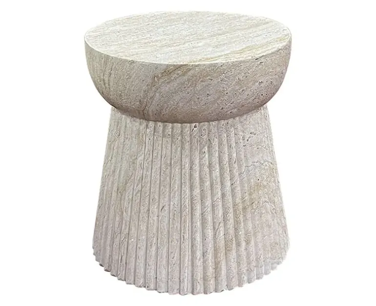 Bolette Sidebord m/ Rillet design - Ø37 x 43cm - Natur