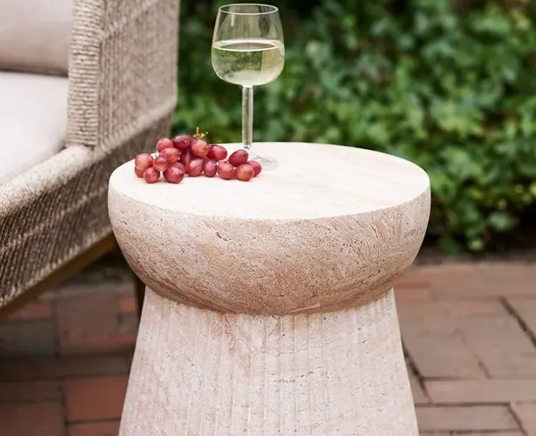 Bolette Sidebord m/ Rillet design - Ø37 x 43cm - Natur