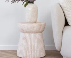 Bolette Sidebord m/ Rillet design - Ø37 x 43cm - Natur