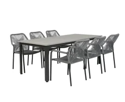 Boston Ebba Havemøbelsæt med udtræksbord - 90x200/280 - Lys grå