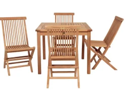 Bremen Kiel Havemøbelsæt 90x90 med 4 stole - Kerne Teak