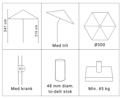 Cane-Line Sunshade Parasol Ø300 med tilt - Grey