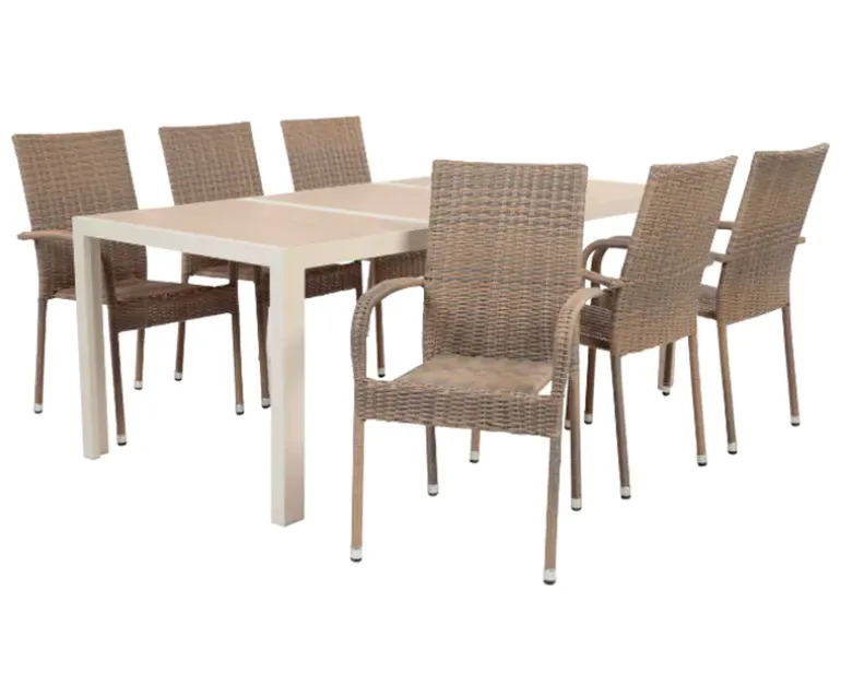 Ceramico Gine Havemøbelsæt - 90x195 cm - Gråhvid/Dusty