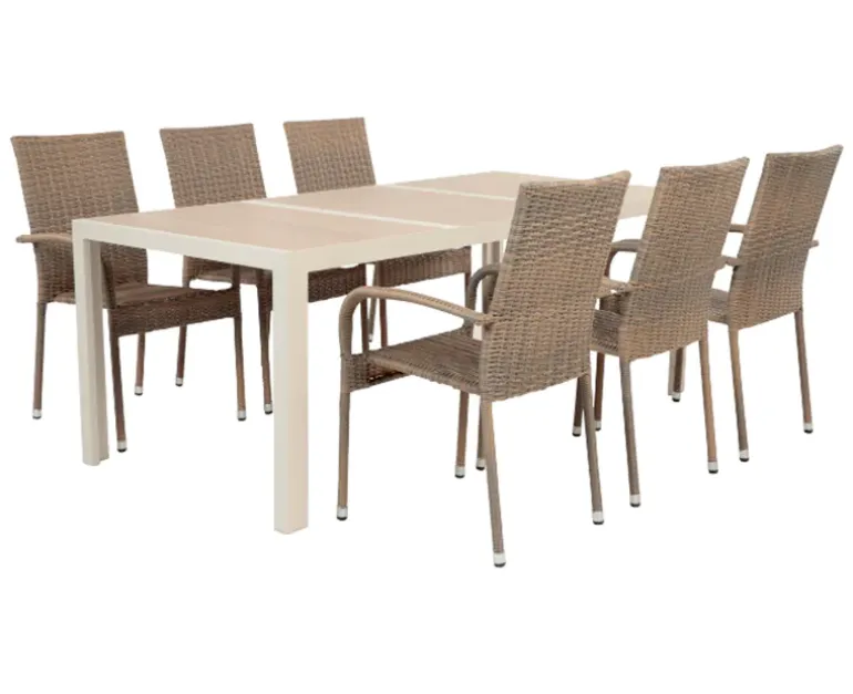 Ceramico Gine Havemøbelsæt - 90x195 cm - Gråhvid/Dusty
