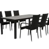 Ceramico Gine Havemøbelsæt m/ 6 stole - 90x195 cm - Grå / Sort
