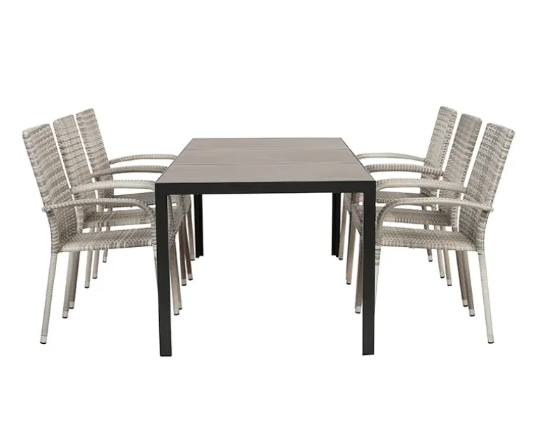 Ceramico Gine Havemøbelsæt m. 6 stole - Grå / Lys Grå