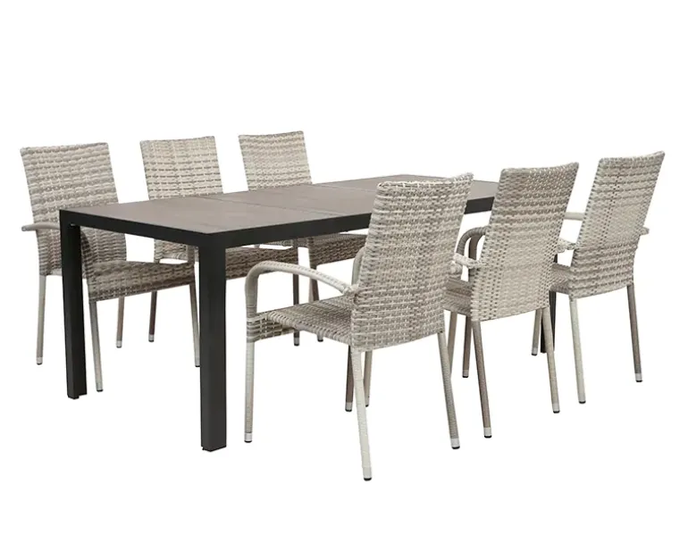 Ceramico Gine Havemøbelsæt m. 6 stole - Grå / Lys Grå