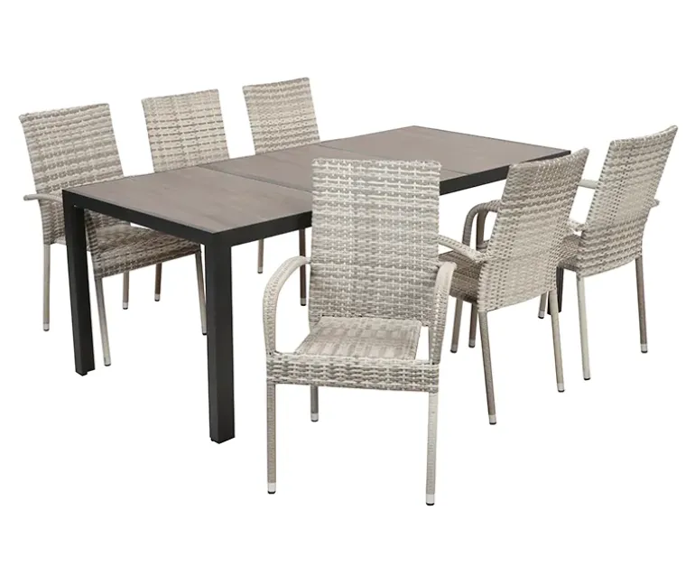 Ceramico Gine Havemøbelsæt m. 6 stole - Grå / Lys Grå
