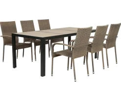 Ceramico Gine Havemøbelsæt - 90x195 cm - Sort/Beige