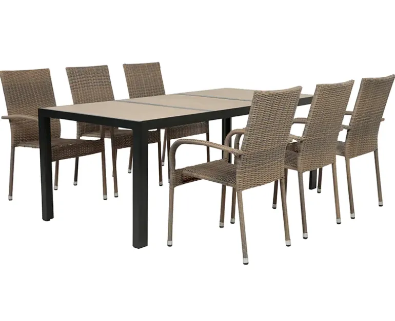 Ceramico Gine Havemøbelsæt - 90x195 cm - Sort/Beige