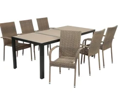 Ceramico Gine Havemøbelsæt - 90x195 cm - Sort/Beige
