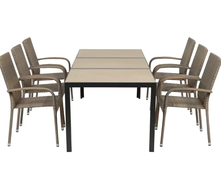 Ceramico Gine Havemøbelsæt - 90x195 cm - Sort/Beige