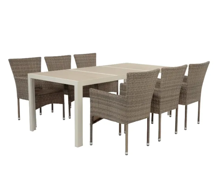 Ceramico Saba Havemøbelsæt - 90x195 cm - Gråhvid/Dusty
