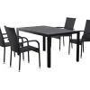 Chanita Gine Havemøbelsæt 90x150 med 4 stole - Sort