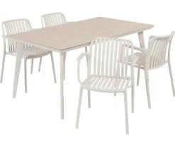 Dagmar Sonja Havemøbelsæt til 4 personer - 90x160 cm - Gråhvid