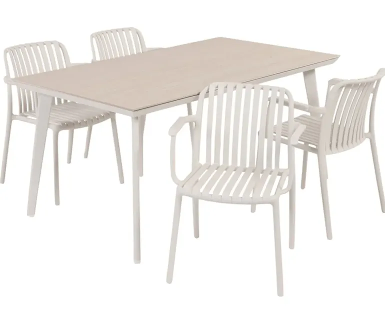 Dagmar Sonja Havemøbelsæt til 4 personer - 90x160 cm - Gråhvid