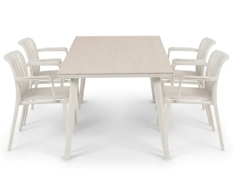 Dagmar Sonja Havemøbelsæt til 4 personer - 90x160 cm - Gråhvid