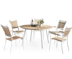 DaneLine Eva Havebord Ø130 cm - Kerneteak / Hvid