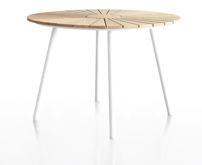DaneLine Eva Havebord Ø110 cm - Kerneteak / Hvid
