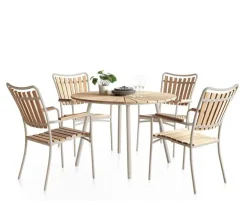 DaneLine Eva Havebord Ø110 cm - Kerneteak / Latte