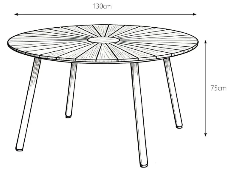 DaneLine Eva Havebord Ø130 cm - Kerneteak / Latte