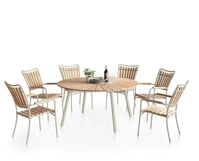 DaneLine Eva Havebord Ø150 cm - Kerneteak / Latte
