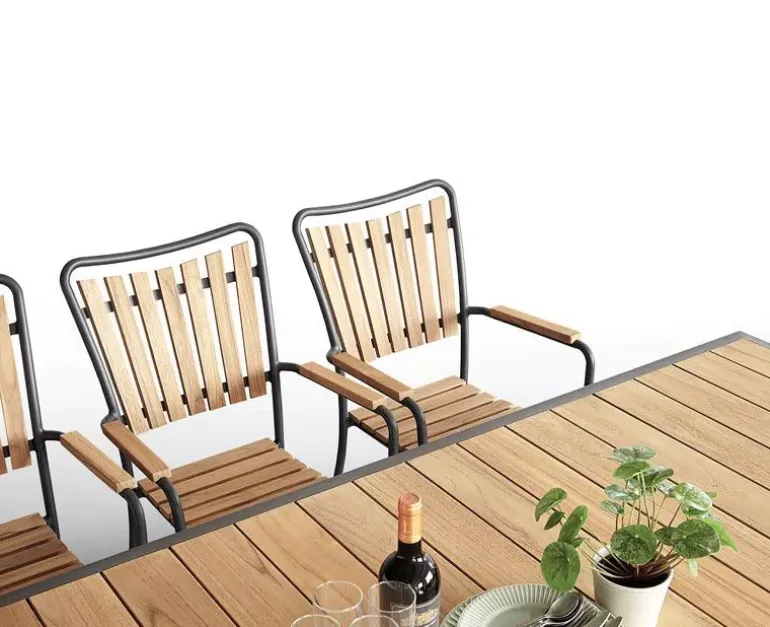 DaneLine Eva Havebord 102x219 cm - Kerneteak / Grå