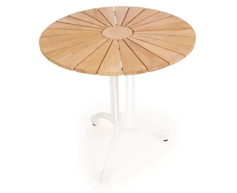 DaneLine Eva Teak Cafébord - Ø70 cm - Hvid