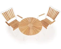 DaneLine Eva Teak Cafésæt - Ø70 cm - Hvid