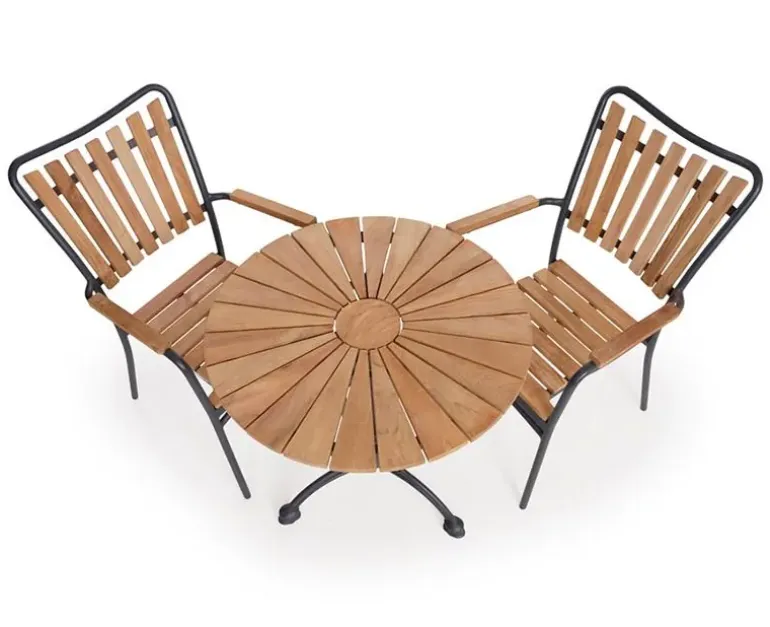 DaneLine Eva Teak Cafésæt - Ø70 cm - Grå