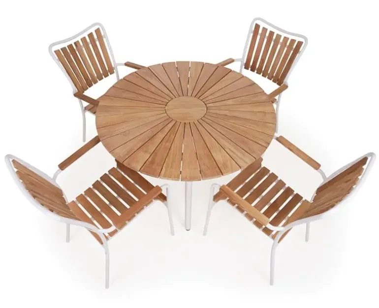 DaneLine Eva Teak Havemøbelsæt - Ø110 cm - Hvid