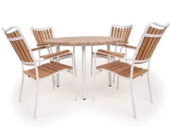 DaneLine Eva Teak Havemøbelsæt - Ø110 cm - Hvid