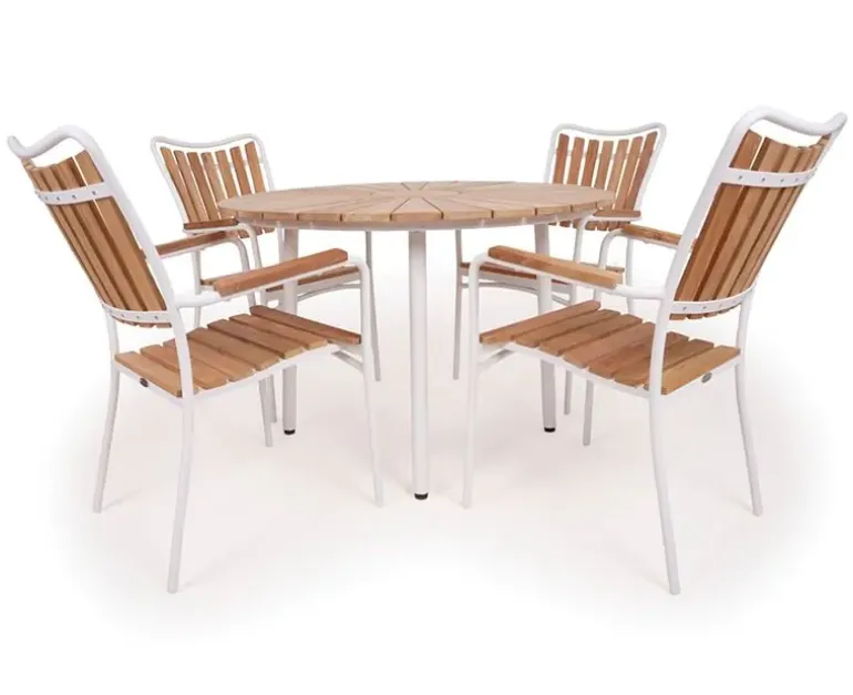 DaneLine Eva Teak Havemøbelsæt - Ø110 cm - Hvid