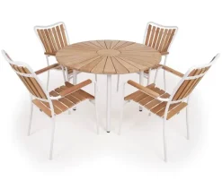 DaneLine Eva Teak Havemøbelsæt - Ø110 cm - Hvid