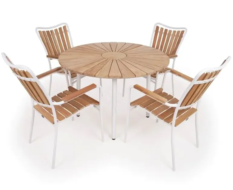 DaneLine Eva Teak Havemøbelsæt - Ø110 cm - Hvid