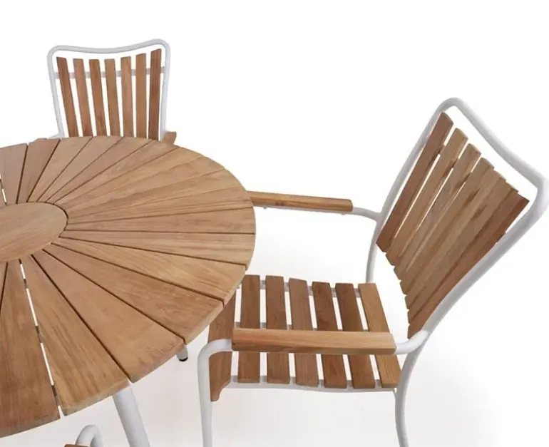 DaneLine Eva Teak Havemøbelsæt - Ø110 cm - Hvid