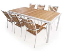 DaneLine Eva Teak Havemøbelsæt - 102x219 cm - Hvid