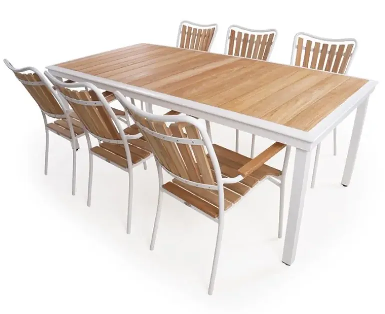 DaneLine Eva Teak Havemøbelsæt - 102x219 cm - Hvid