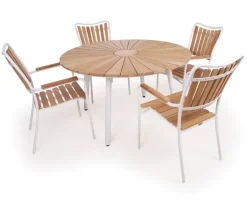 DaneLine Eva Teak Havemøbelsæt - Ø130 cm - Hvid