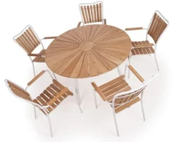 DaneLine Eva Teak Havemøbelsæt - Ø130 cm - Hvid