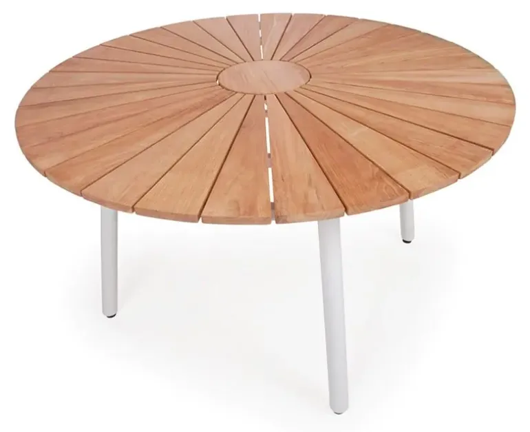 DaneLine Eva Teak Havemøbelsæt - Ø130 cm - Hvid