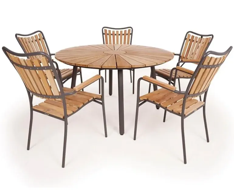 DaneLine Eva Teak Havemøbelsæt - Ø130 cm - Grå