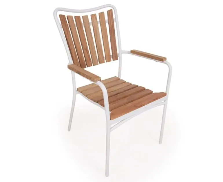 DaneLine Eva Teak Stabelstol - Hvid